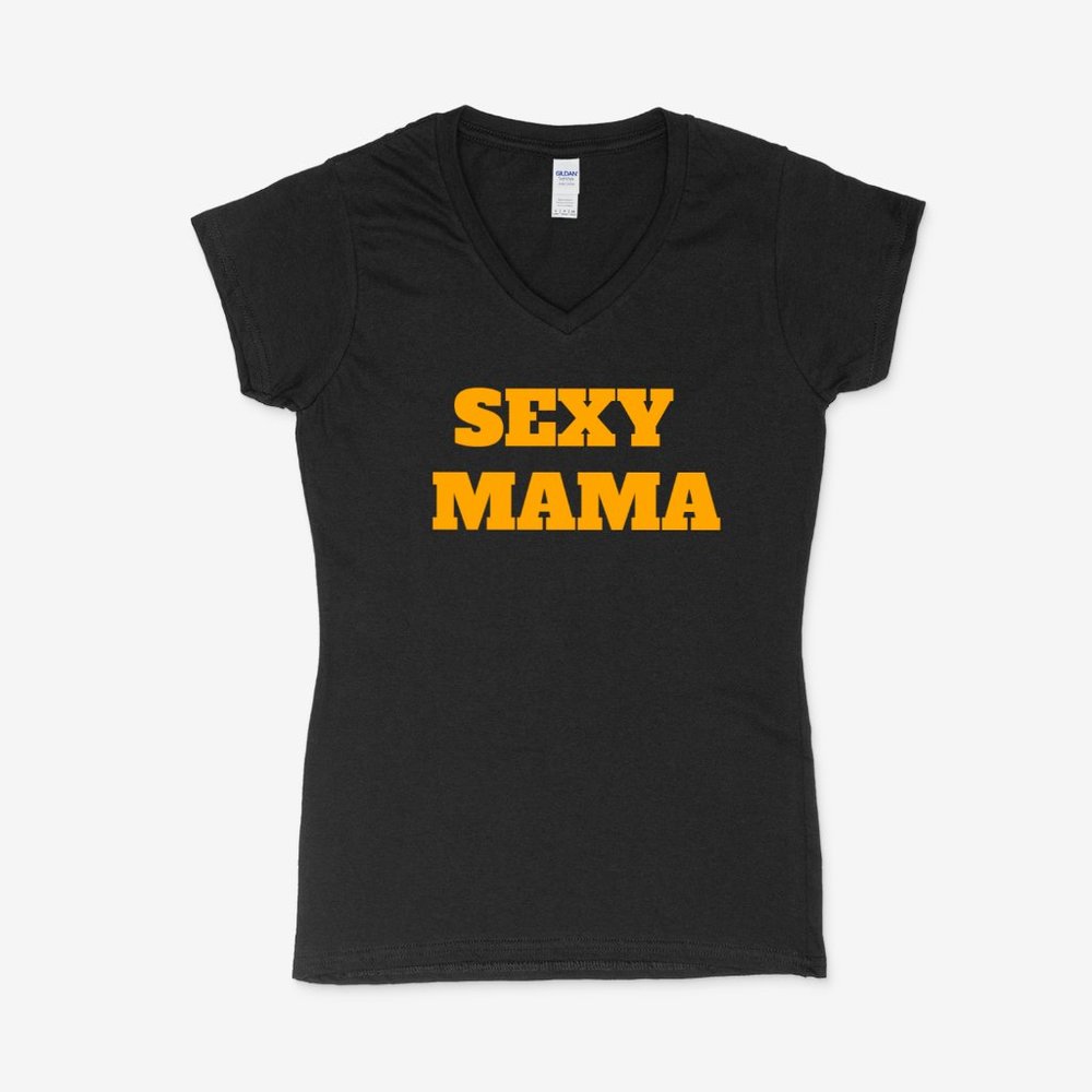NEW SEXY MAMA V-NECK T-SHIRT BLACK (FREE SHIPPING)